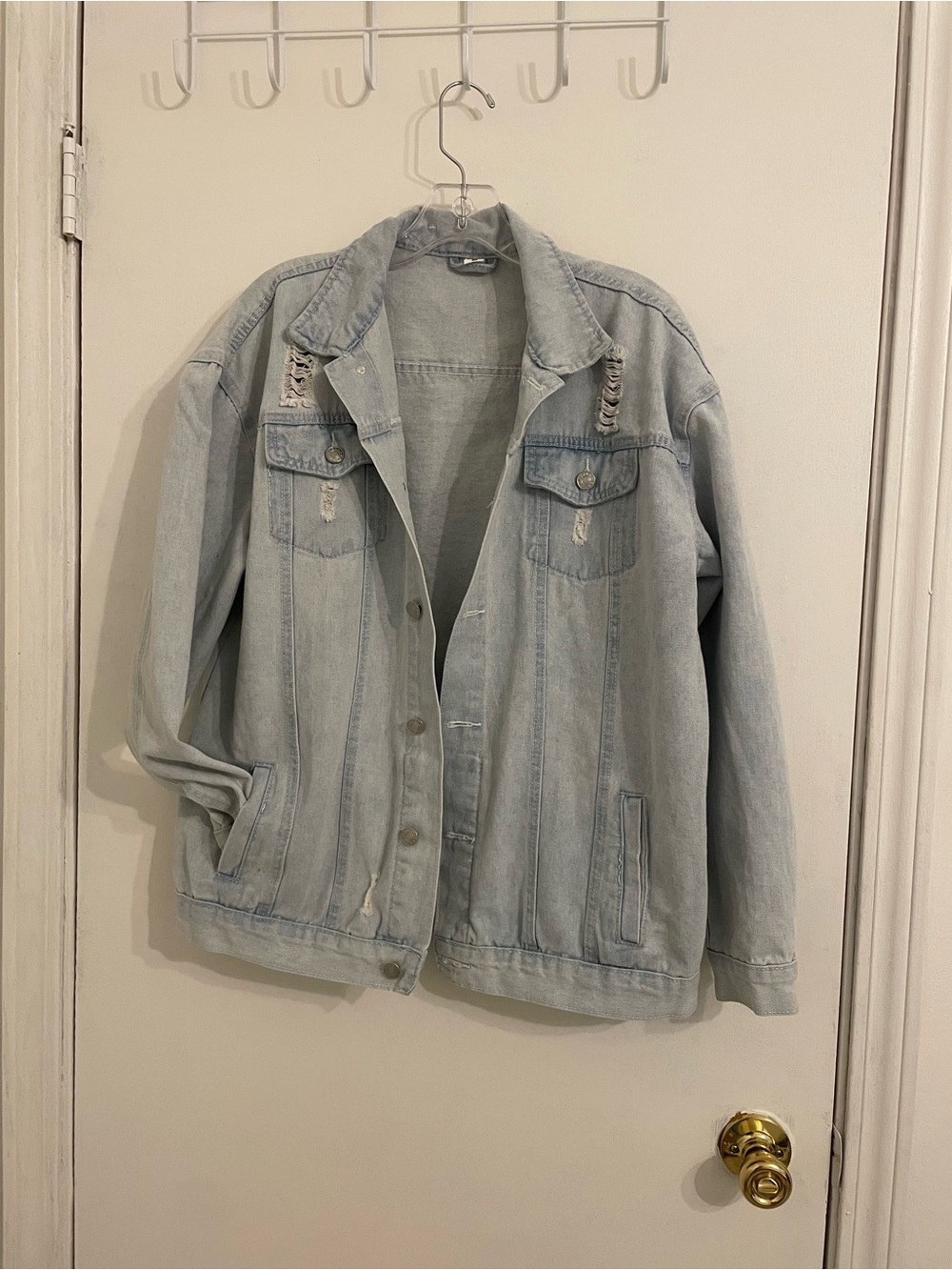 Light Wash Distressed Denim Jacket
